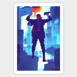 Cyberpunk netrunner Sticker